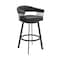 Armen Living Bronson 25" Counter Height Swivel Bar Stool in Black Finish and Black Faux Leather 721535761845 - alternate 1